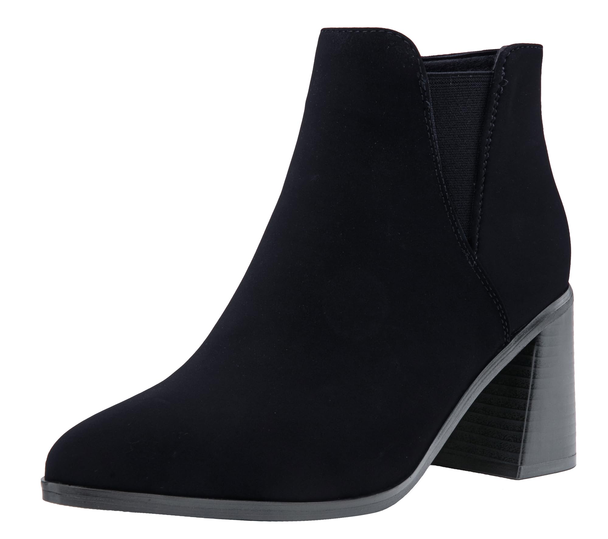 Vepose Women's Ankle Booties Pointed Toe Block Heel Blacknubuck Size 10