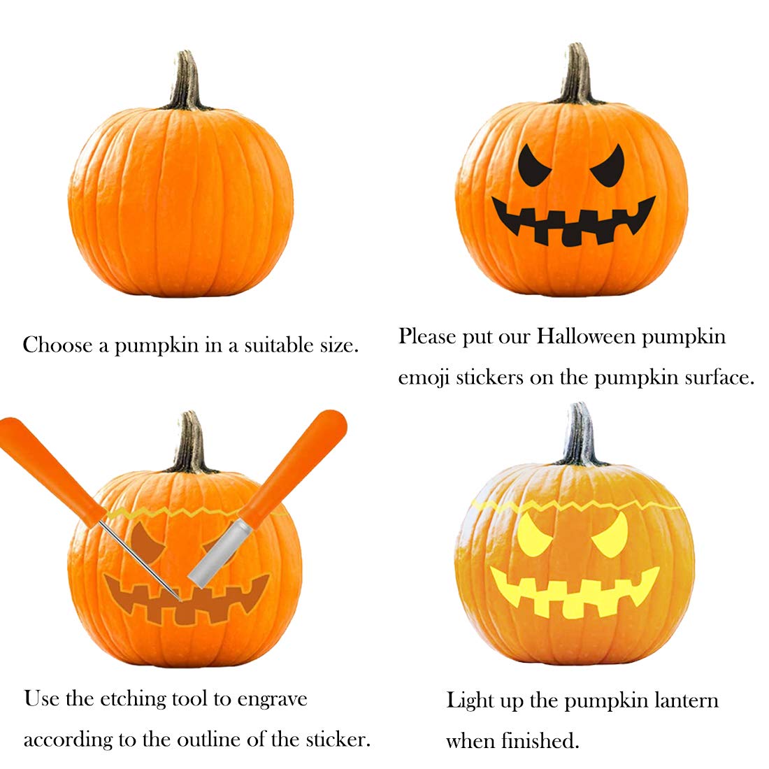 Calidum Halloween Pumpkin Decorating Stickers 18 Sheets Black Kids Craft