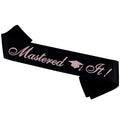 PYQWA Mastered It Graduation Sash Black Satin Rose Gold Foil Class of 2026