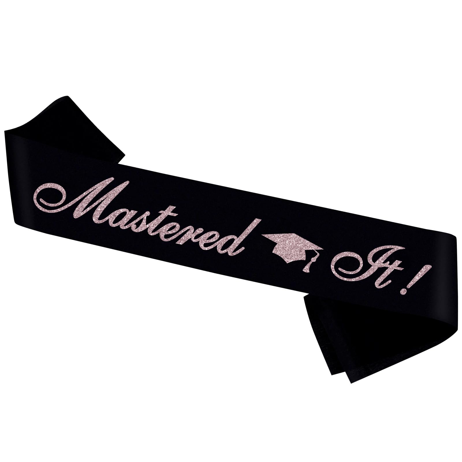 PYQWA Mastered It Graduation Sash Black Satin Rose Gold Foil Class of 2026