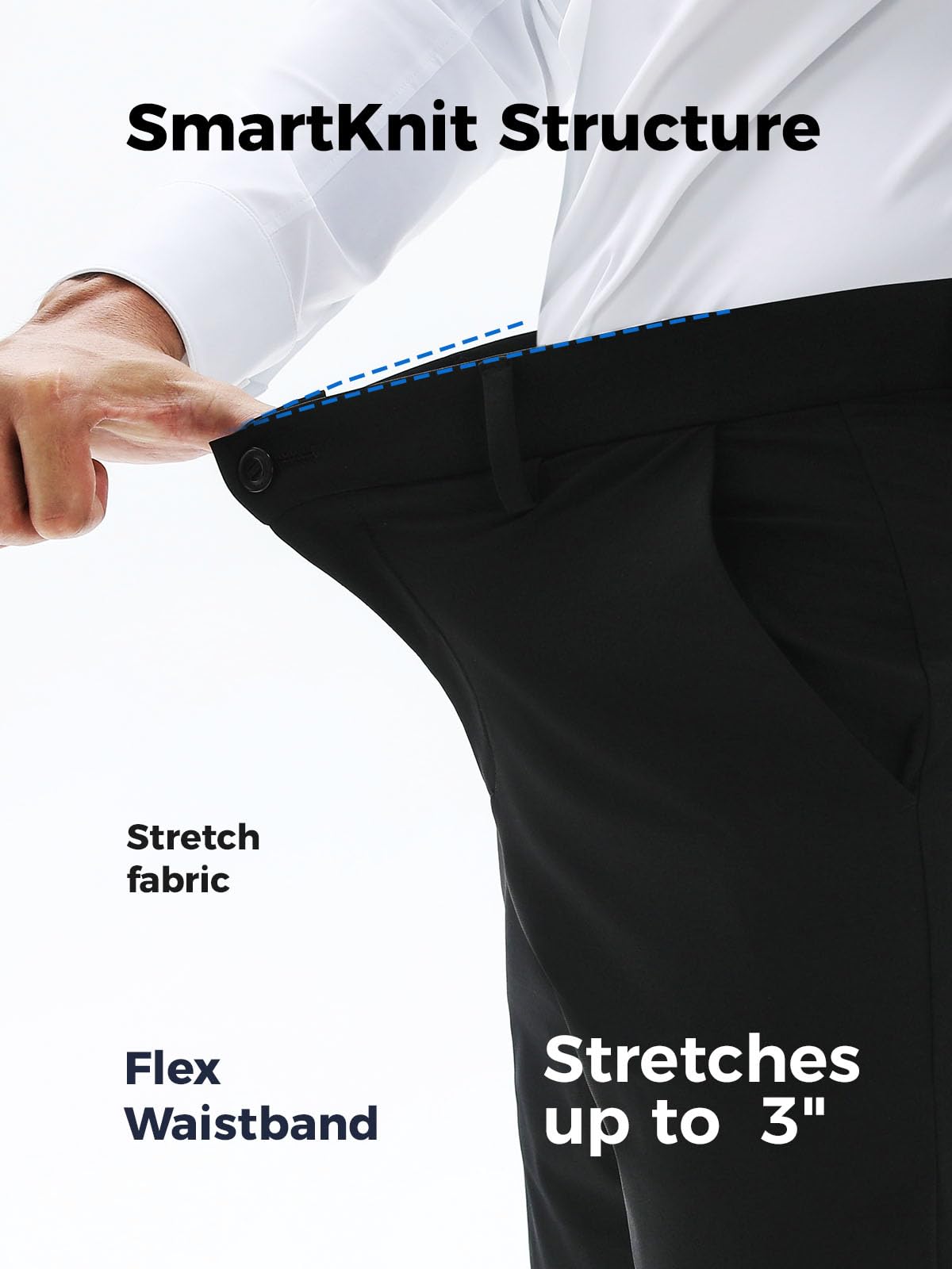 Fliwos Mens Stretch Dress Pants Flat Front Blue Size 29W x 31L