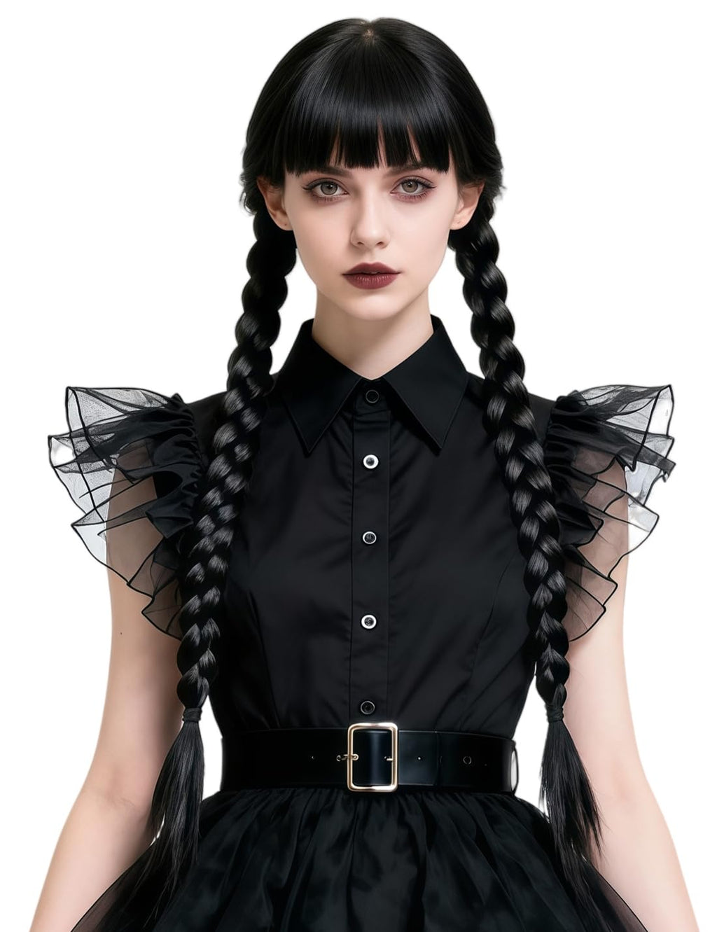 Ccfurwo Braided Black Wig Gothic Costume Women Cute Soft Black CC050BK