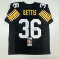 Autographed/Signed Jerome Bettis Pittsburgh Black Retro Football Jersey JSA COA
