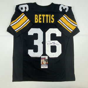 Autographed/Signed Jerome Bettis Pittsburgh Black Retro Football Jersey JSA COA