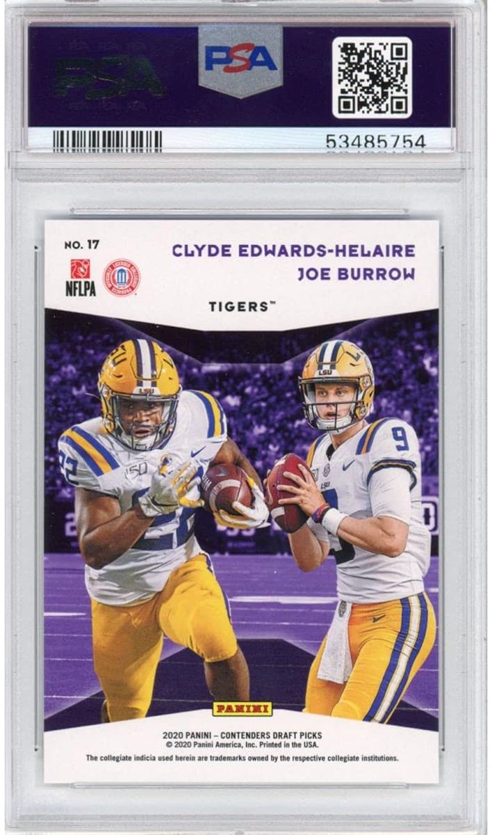 Graded 2020 Panini Contenders DP Joe Burrow & Clyde Edwards-Helaire #17 Rookie RC Football Card PSA 10 Gem Mint