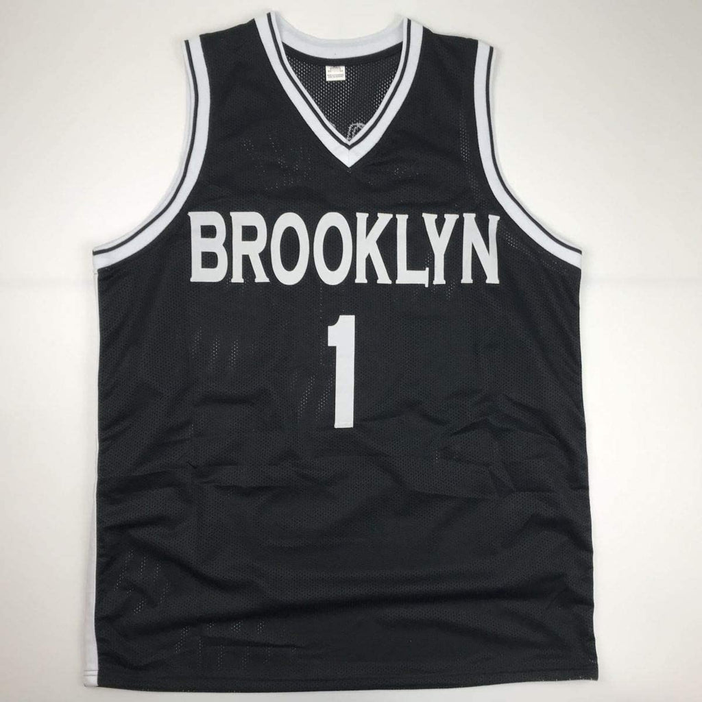 Autographed/Signed D'Angelo Russell Brooklyn Black Basketball Jersey JSA COA
