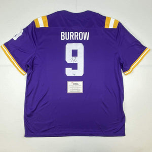 Autographed/Signed Joe Burrow LSU Tigers Purple Authentic Nike Game Football Jersey Fanatics COA