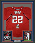 Framed Autographed/Signed Juan Soto 35x39 Washington Red Baseball Jersey JSA COA