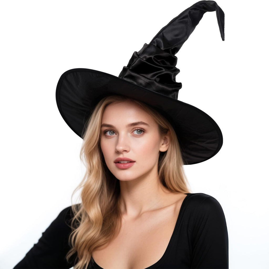 Leuceiy Halloween Witch Hat Black Polyester One Size Women Costume Accessory