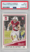 Graded 2017 Panini Classics Christian McCaffrey #217 Rookie RC Football Card PSA 10 Gem Mint