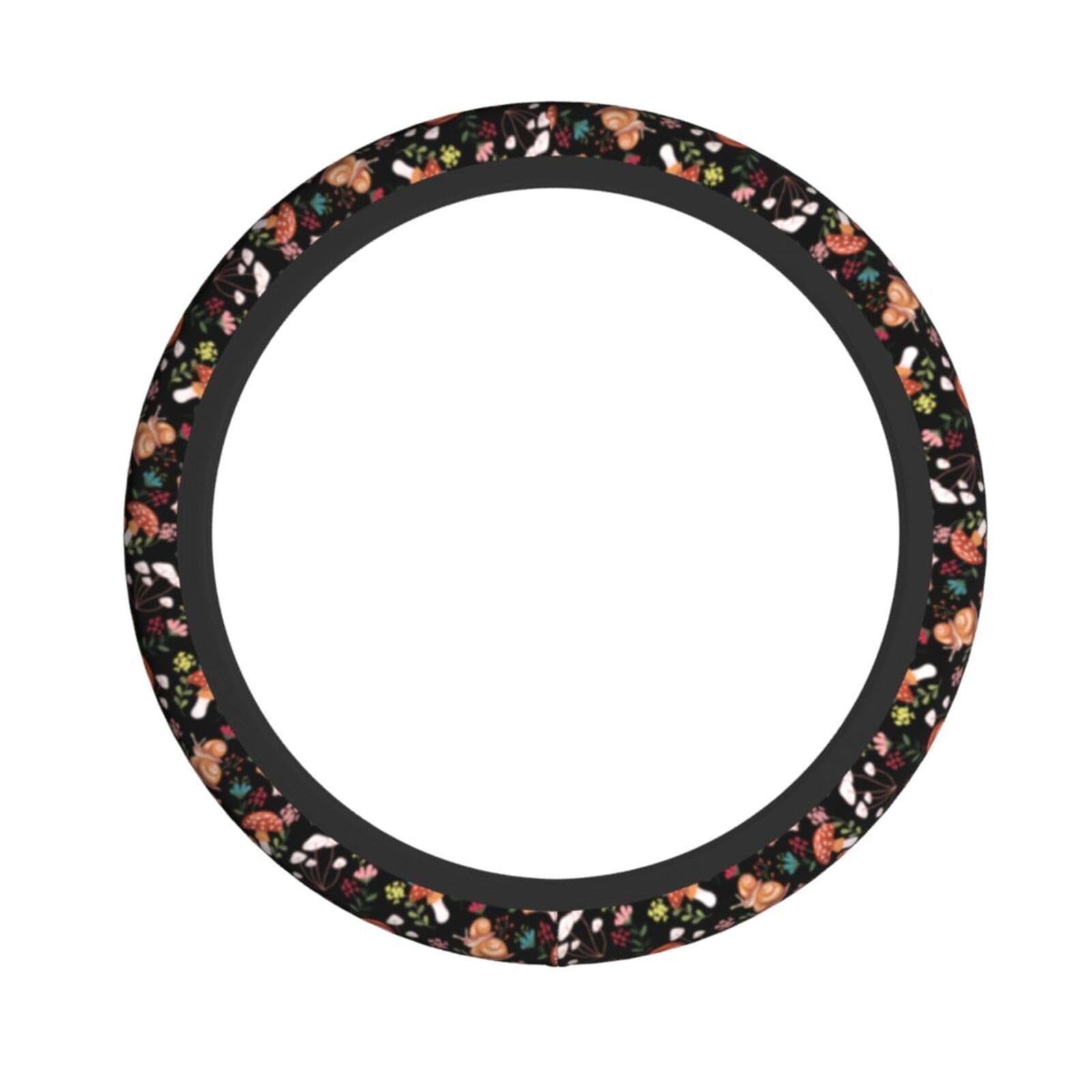 MINIOZE Mushroom Vintage Steering Wheel Cover 15 Inch Neoprene Black 1pc