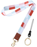 YAVVOZH Soft Plaid Key Lanyard for Women Neck Id Badge Orange Size Average