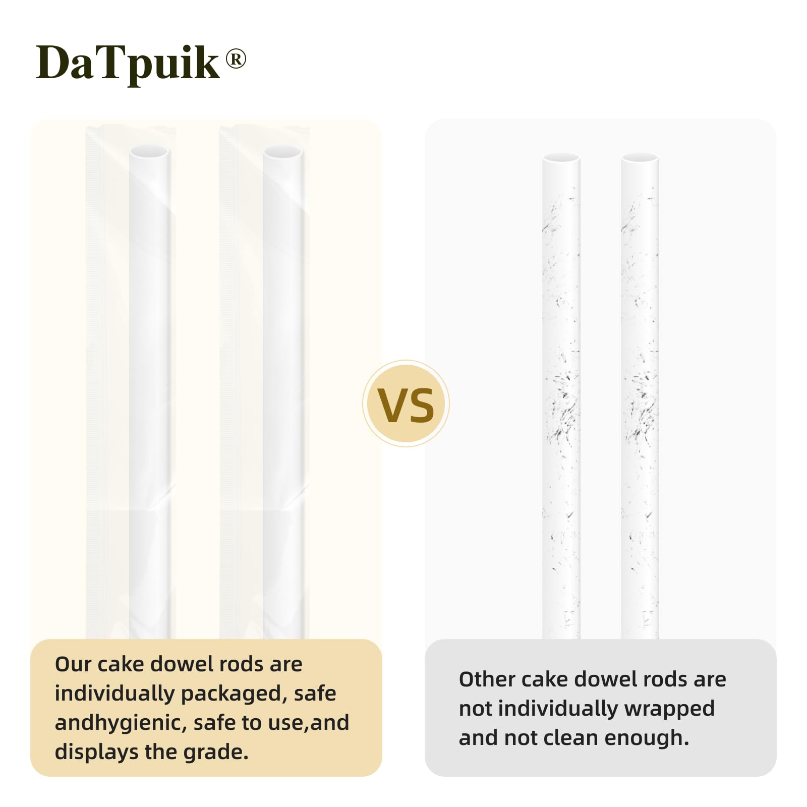 DaTpuik 100PCS 9.5" White Plastic Cake Dowels 0.4" Diameter