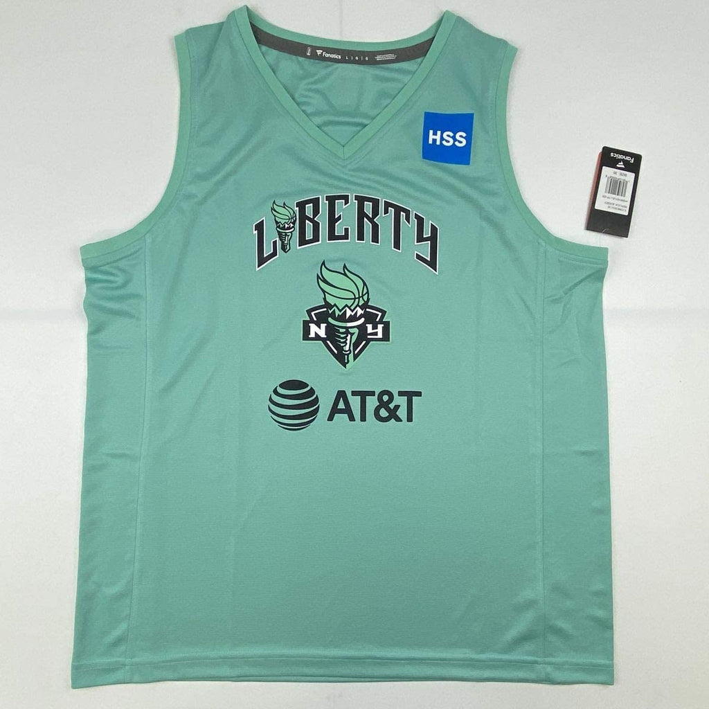 Autographed/Signed Sabrina Ionescu 2020#1 Pick New York Liberty Green Basketball Jersey Fanatics COA