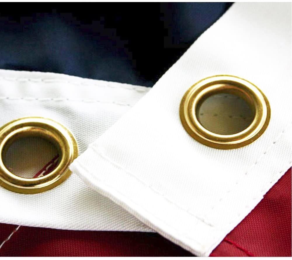 Pre Folded Memorial Flag American US Flag 5x9.5 Foot Heavy Duty Cotton For Veteran - Embroidered Stars and Sewn Stripes - 4 Rows of Lock Stitching - USA Flags with Brass Grommets comes pre folded