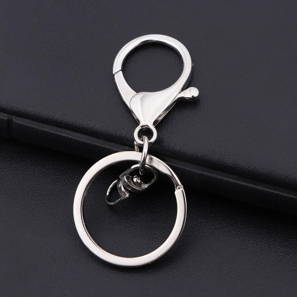 Biyrly Stainless Steel Round Keyrings 12 Pack Silver 28mm Flat Split Rings
