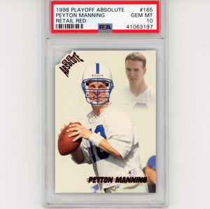 Graded 1998 Playoff Absolute Peyton Manning #165 Retail Red Rookie RC Football Card PSA 10 Gem Mint