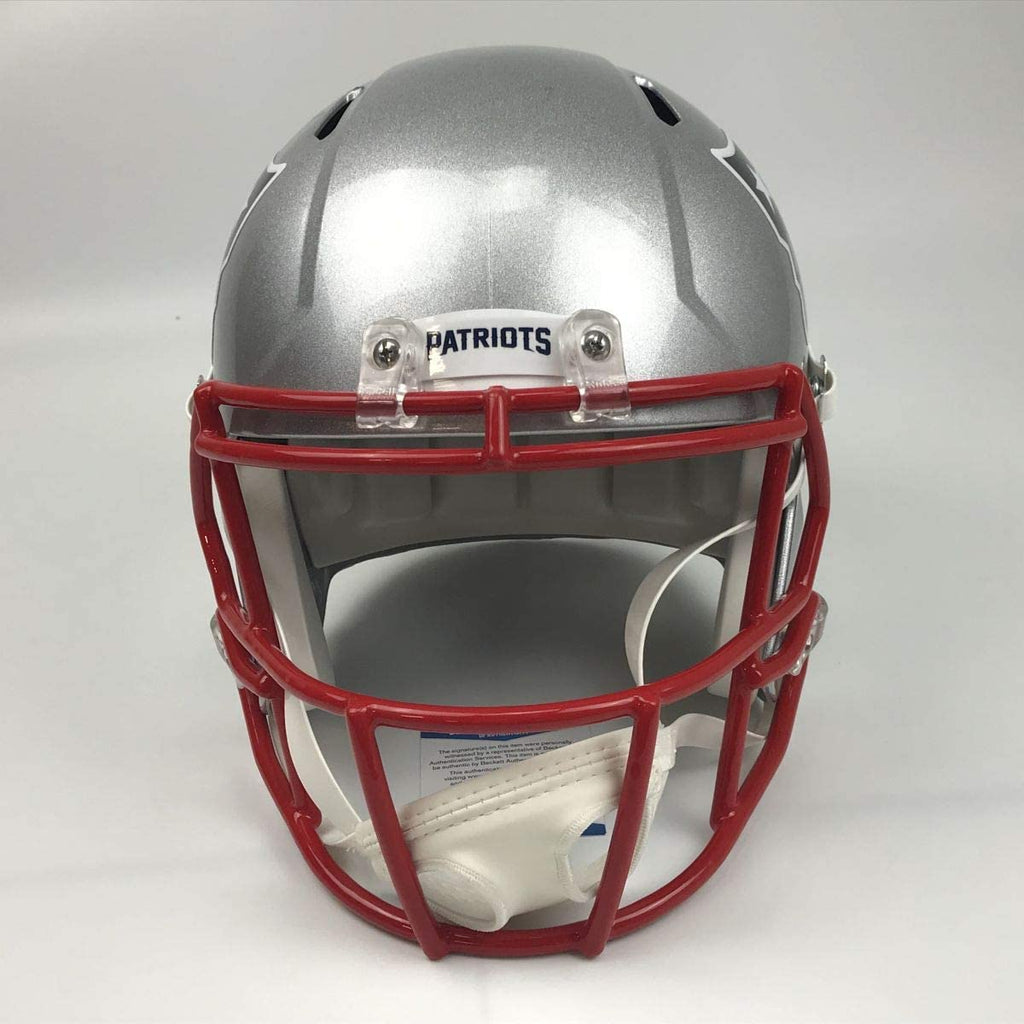 Autographed/Signed Julian Edelman New England Patriots Full Size FS F/S Replica Football Helmet Beckett BAS COA