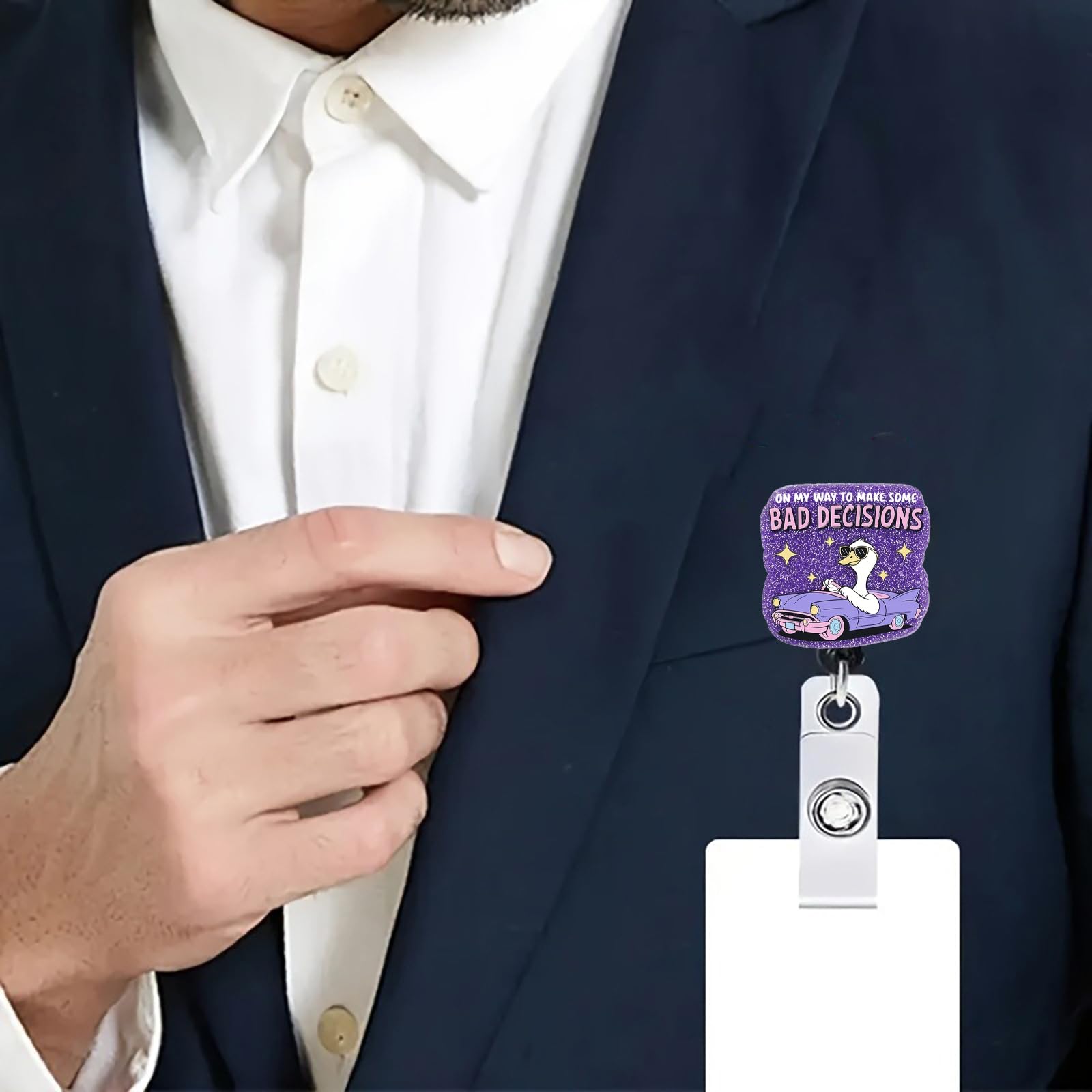 CHAONENG Funny Silly Goose Badge Reel Retractable Clip Medical Nurse Purple