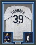 Framed Autographed/Signed Kevin Kiermaier 35x39 Tampa Bay White Baseball Jersey PSA/DNA COA