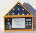 Military Memorial Shadow Box, Burial/Funeral Flag Display Case - Cherry 5' X 9.5' Flag