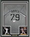 Framed Autographed/Signed Jose Abreu 35x39 Chicago Sox Grey Baseball Jersey PSA/DNA COA