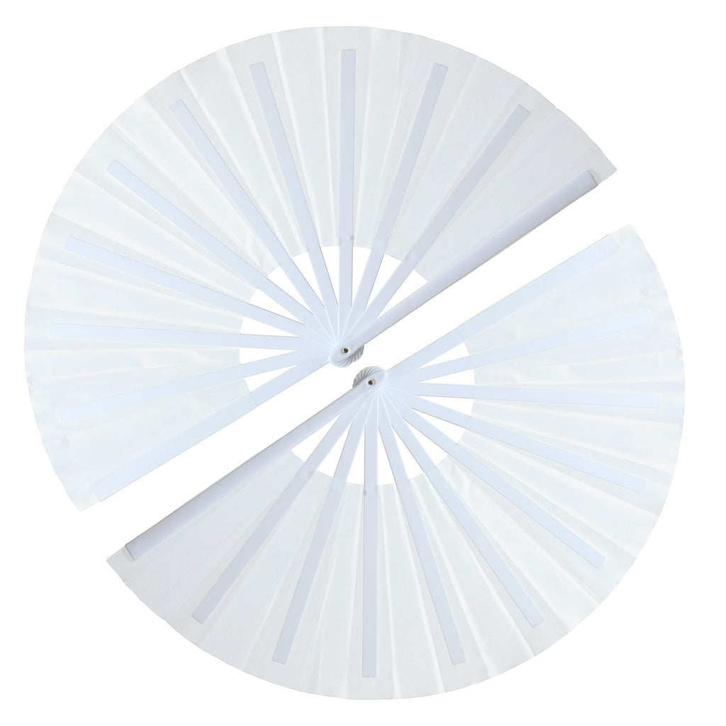 GeGeYa 13inch Large Rave Popping Hand Fans Foldable White 2 Packs