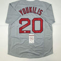 Autographed/Signed Kevin Youkilis Boston Grey Baseball Jersey JSA COA