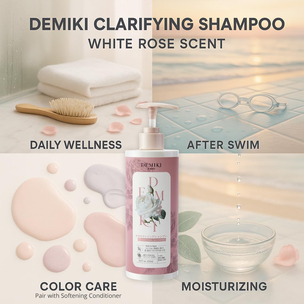 BestBy07/27 DEMIKI Japanese Keratin Shampoo Oily Hair Rose 450ml Pink
