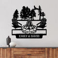 Personalized Camping Metal Monogram Sign - Custom Name