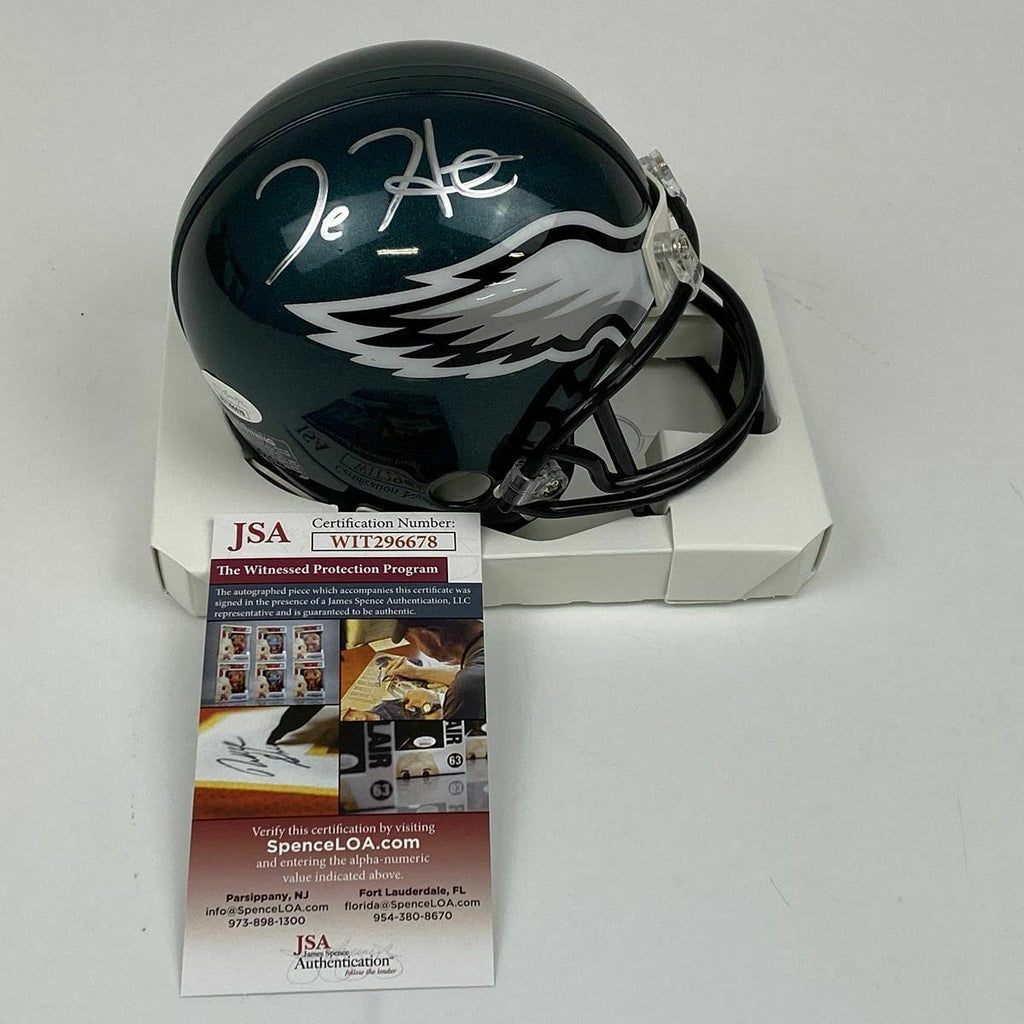 Autographed/Signed Jalen Hurts Philadelphia Eagles Mini Football Helmet JSA COA