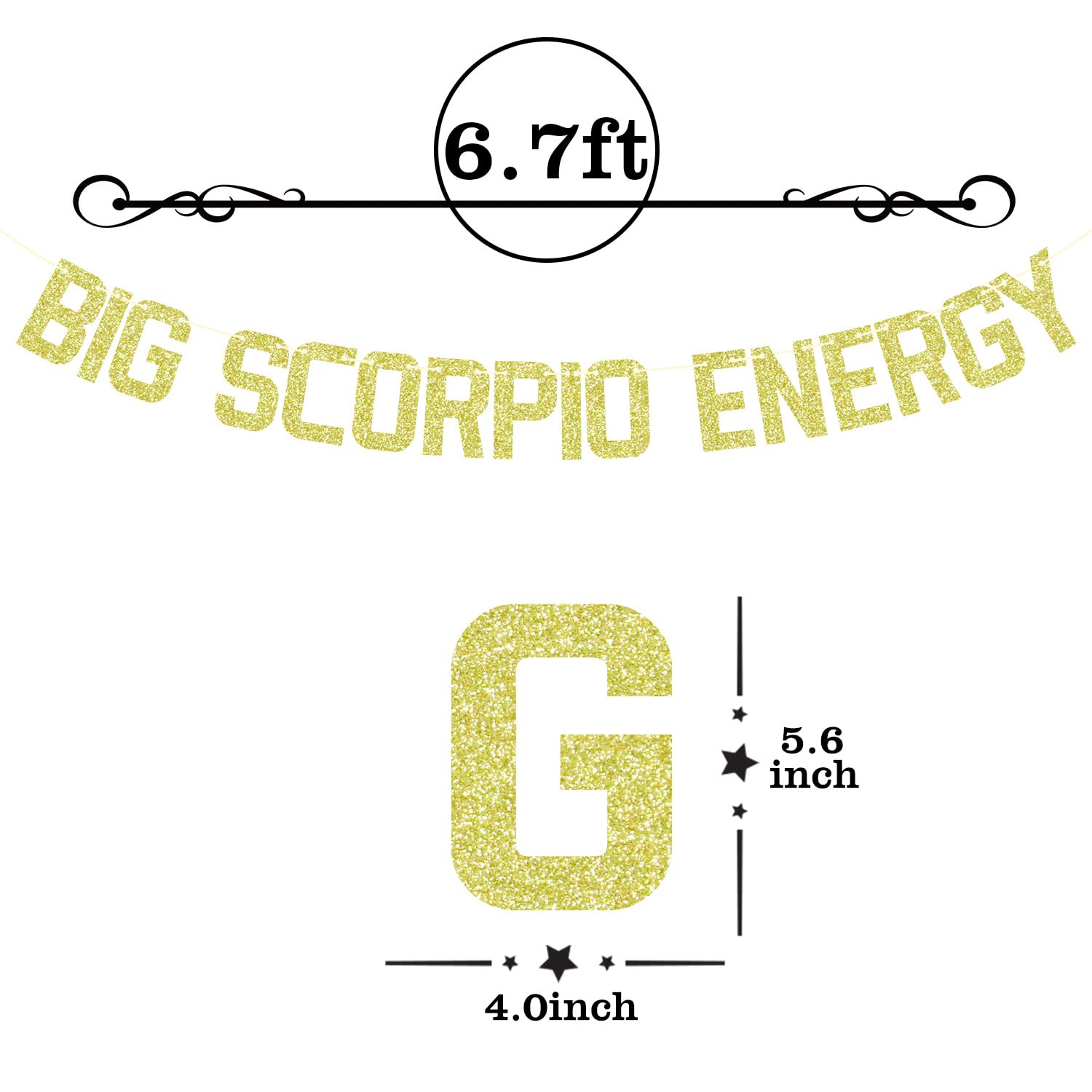 Zatain Big Scorpio Energy Banner Gold Horoscope Astrology Party Decor