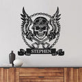 Personalized Skull Metal Monogram Sign - Custom Name