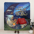 Personalized Camping Moon Quilt/Fleece Blanket - Gift Idea For Camping Lover - Let's Camp Out Under The Star