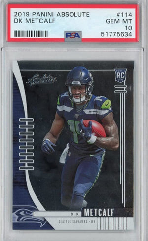 Graded 2019 Panini Absolute DK Metcalf #114 Rookie RC Football Card PSA 10 Gem Mint