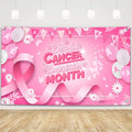 MEHOFOND Breast Cancer Awareness Banner Pink Ribbon Party Decoration Pink