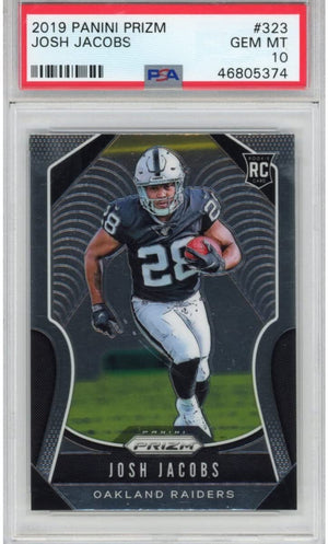 Graded 2019 Panini Prizm Josh Jacobs #323 Rookie RC Football Card PSA 10 Gem Mint