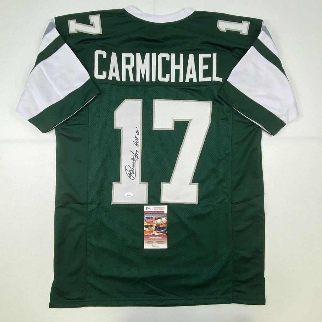 Autographed/Signed Harold Carmichael HOF 20 Philadelphia Green Football Jersey JSA COA