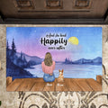 Personalized Dog Mom Doormat - Gift For Dog Lover With Up to 4 Dogs - And She Lived Happily Ever After