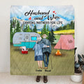 Personalized Old Couple Camping Quilt/Fleece Blanket - Gift For Couple - Husband And Wife Camping Partners For Life