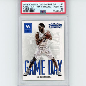 Graded 2015-16 Panini Contenders DP Draft Picks Karl-Anthony Towns #22 Game Day Rookie RC Basketball Card PSA 10 Gem Mint