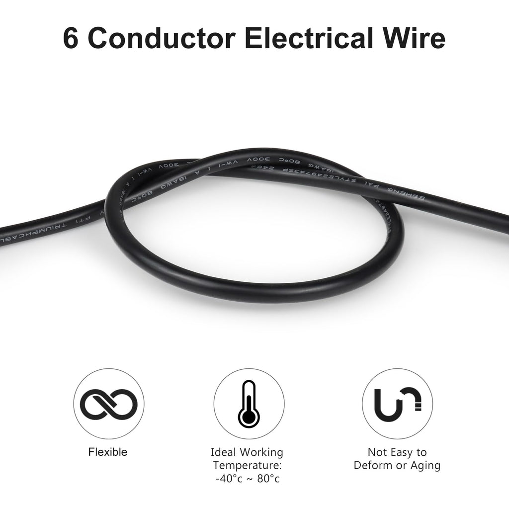 LEDLampsWorld 20 Gauge 7 Conductor Electrical Wire 32.8FT PVC Thermostat Wire