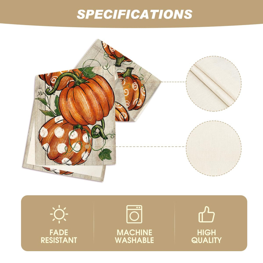 Artoid Mode Polka Dot Pumpkins Vine Wood Fall Table Runner 13x36 Inch