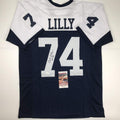 Autographed/Signed Bob Lilly HOF 80 Dallas Thanksgiving Day Football Jersey JSA COA