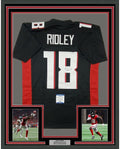 Framed Autographed/Signed Calvin Ridley 35x39 Atlanta Black Football Jersey Beckett BAS COA