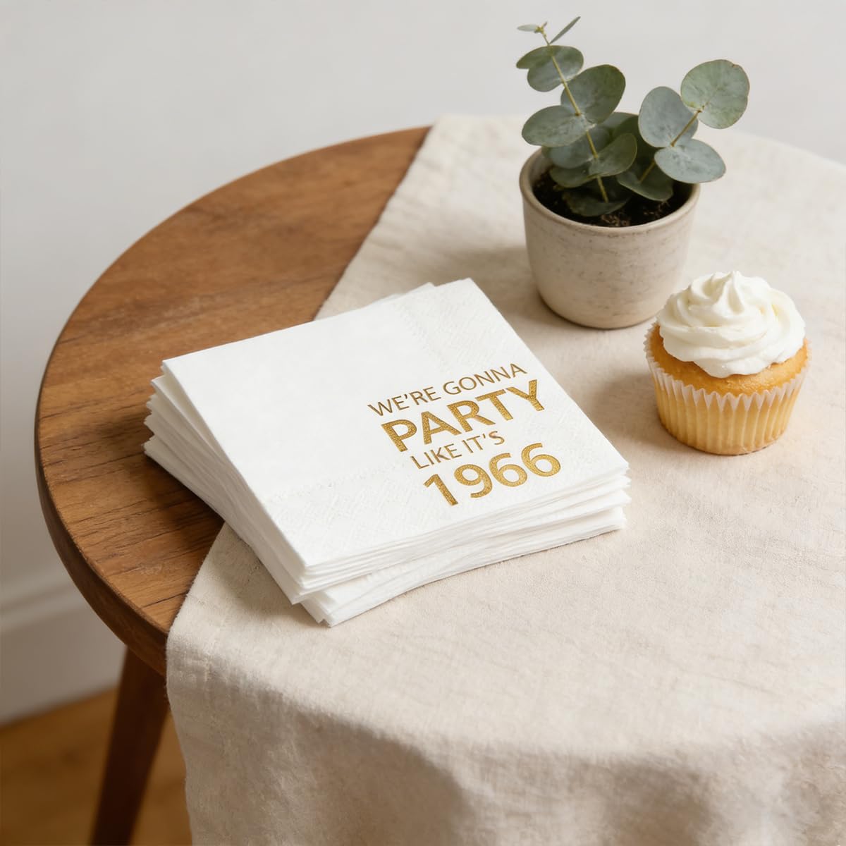 Horaldaily 100 Pack 61th Birthday Disposable Paper Decorative Luncheon Napkins, We're Gonna Party Like It's 1965 Hand Towel for Party Lunch Dinner Kitchen Bathroom (Gold,6.5x6.5 Inches)