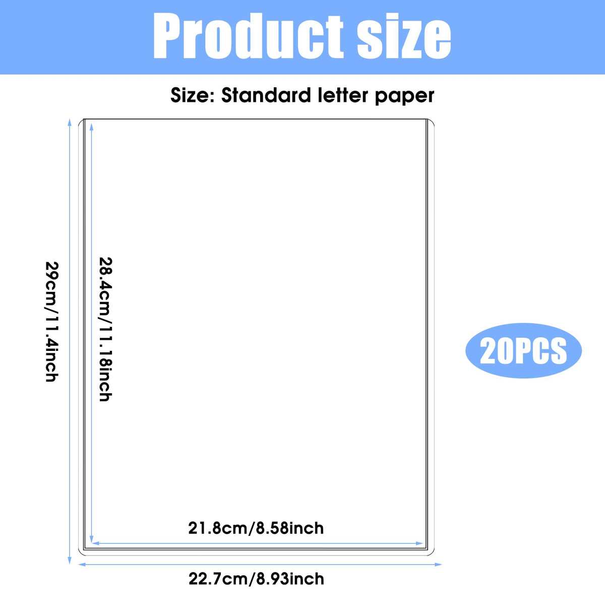 Sibba 20-Pack Hard Plastic Sheet Protectors for 8.5 x 11 in Paper