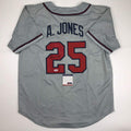 Autographed/Signed Andruw Jones Atlanta Grey Baseball Jersey PSA/DNA COA