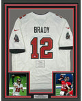 Framed Autographed/Signed Tom Brady 35x39 Tampa Bay Buccaneers White Authentic Nike Game Football Jersey Fanatics COA