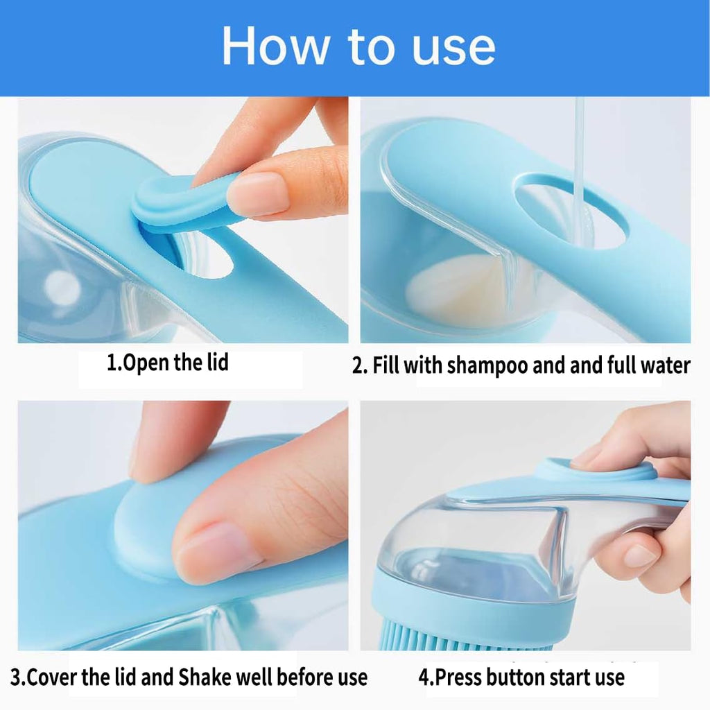 Yutaohui 4-in-1 Pet Bath Brush Kit with Comb Clipper for Dogs Cats